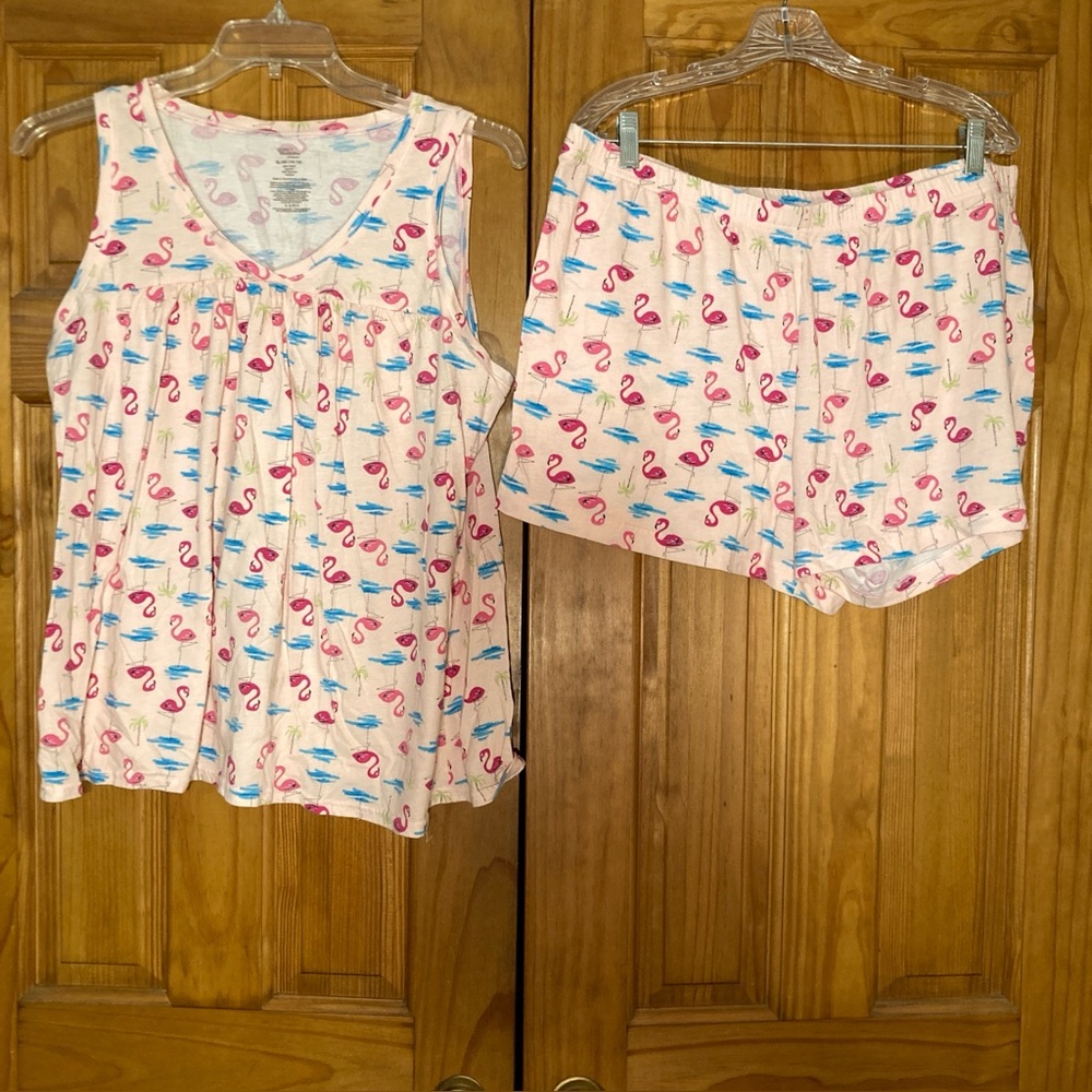 EUC Secret Treasures Sleepwear Vintage 90s Pajama Set Pink Blue Size XL 16/18
